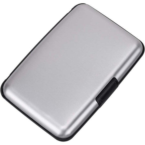 Men Women Silver Mini RFID Aluminum Wallet Credit Cards Holder Metal ID Case - Picture 1 of 7